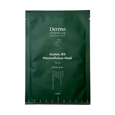 Dermomedica® • Azelaic B3 Nanocellulose Mask • Maska Terapeutyczna O Działaniu Przeciwzapalnym, Seboregulującym • 1szt