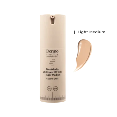 Dermomedica • DermVitality CC Cream SPF50 • Koloryzujący krem korygujący z bardzo wysoką ochroną UVA/UVB i właściwościami pielęgnacyjnymi (kolor Light Medium) • 30ml
