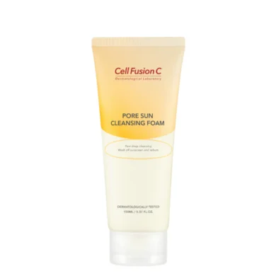 Cell Fusion C® • Pore Sun Cleansing Foam • Pianka oczyszczająca z filtrów przeciwsłonecznych • 150ml