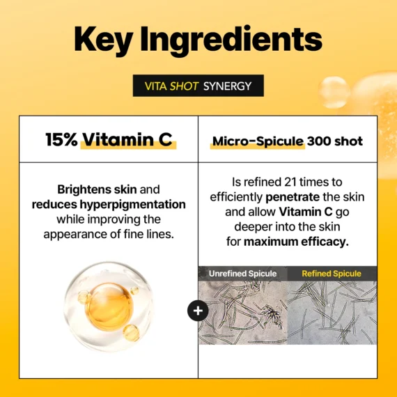 Cell Fusion C® • Toning C Vita Shot Ampoule • Rozjaśniające serum z 15% witaminą C i mikroigłami • 20g - obrazek 7