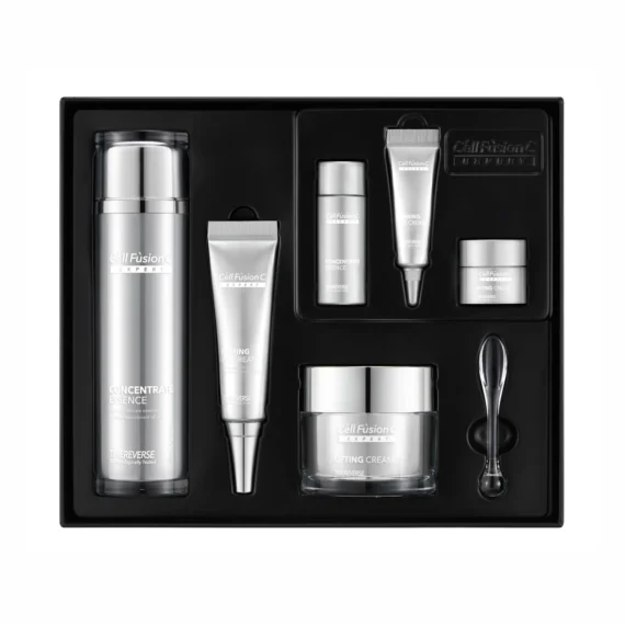 Cell Fusion C® Expert • Time Reverse Set • Zestaw liftingująco-rozświetlający • Krem przeciwstarzeniowy 50ml, 5ml + Emulsja liftingująco-napinająca 130ml, 5ml + Krem pod oczy 20ml, 5ml - obrazek 2